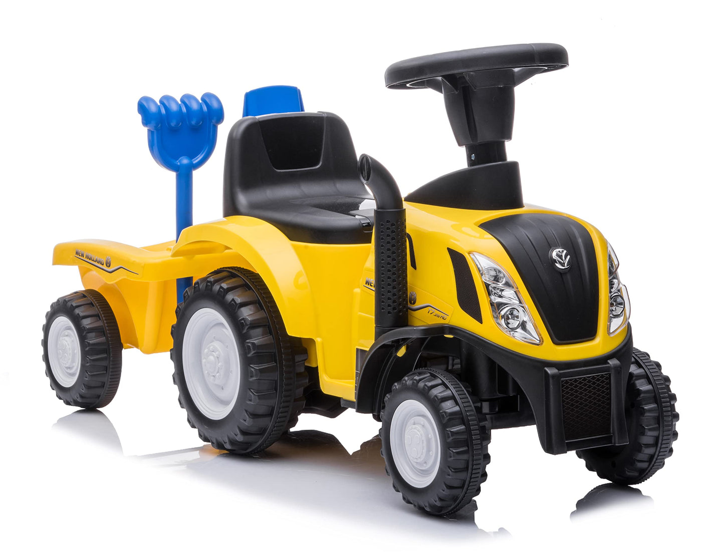 Children's slide car slide vehicle New Holland tractor with trailer push toy children's vehicle walking aid with horn plastic (yellow)