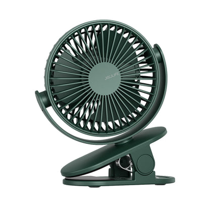 JISULIFE Clip-on Table Fan, Mini Stroller Fan, 4000mAh USB Small Fan with 16 hours, 4 modes Quiet Battery Fan for Outdoor Camping Golf Cart Indoor Treadmill - Green