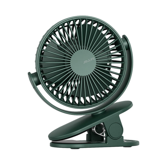 JISULIFE Clip-on Table Fan, Mini Stroller Fan, 4000mAh USB Small Fan with 16 hours, 4 modes Quiet Battery Fan for Outdoor Camping Golf Cart Indoor Treadmill - Green