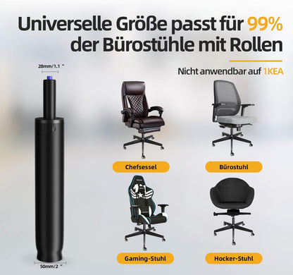 Mastery Mart Gas Cylinder Replacement, with 251mm - 346mm gas cylinder for office chair, gloves, cylinder removal tool, cylinder clamp shafts (28mm), long screws, L screwdriver.