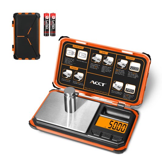 ACCT Precision Pocket Scale, 200g x 0.01g, Jewelry Gram Scale, LCD Display, One-Click Conversion, 6 Units, Mini Scale for Food/Powder/Herbs/Coins (including Battery)