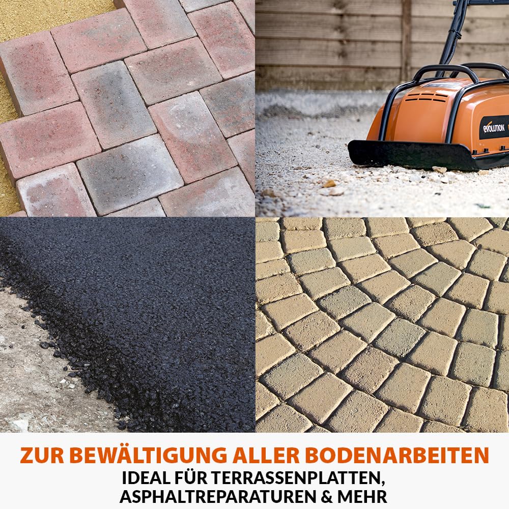 Evolution Power Tools H320-E Hulk Electric Vibrating Rammer, Compactor, Plate Compactor - Ideal for leveling sidewalks, preparing artificial turf areas, patios, block work, sand.