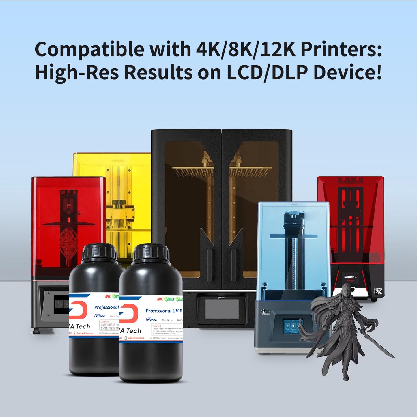 Siraya Tech Fast ABS-like 3D printer resin 405 nm UV-curing Non-brittle High-precision 3D printing liquid Standard photopolymer resin for LCD-DLP 3D printing (Metal Grey, 1 kg)