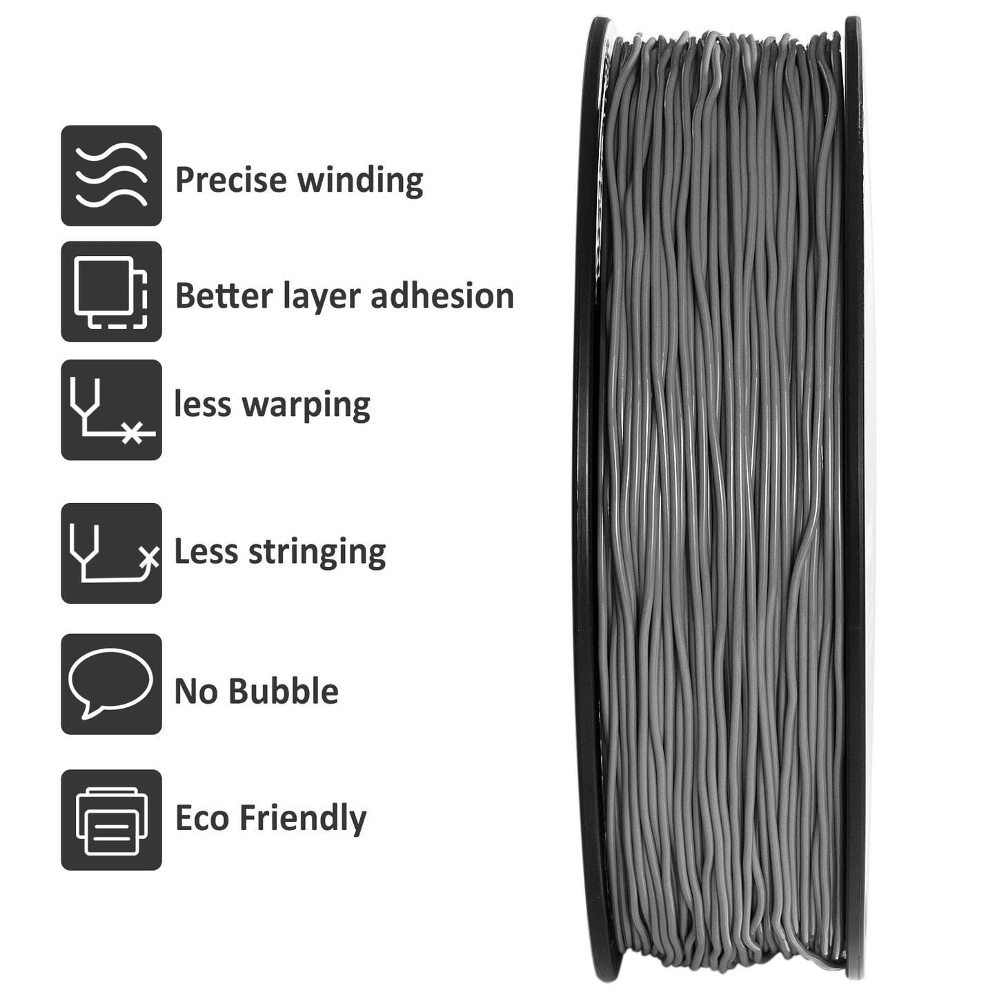 GEEETECH TPU Filament 1.75mm +/- 0.02mm for 3D printers, 1KG 1 Spool Grey