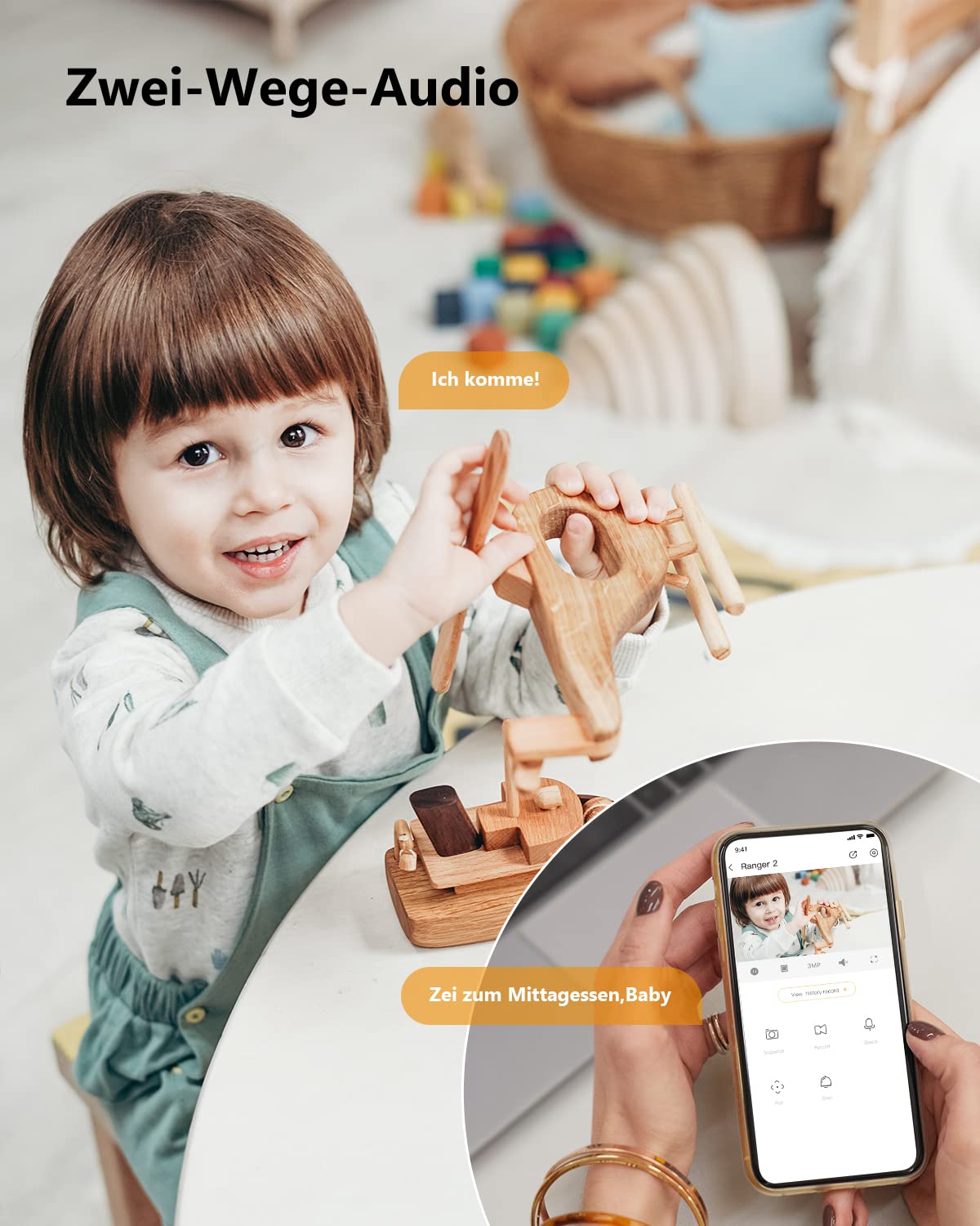 Imou indoor surveillance camera, 1080P WiFi camera with 360-degree rotation for pet/baby monitoring, featuring AI person detection, night vision, Alexa compatibility, Ranger 2.