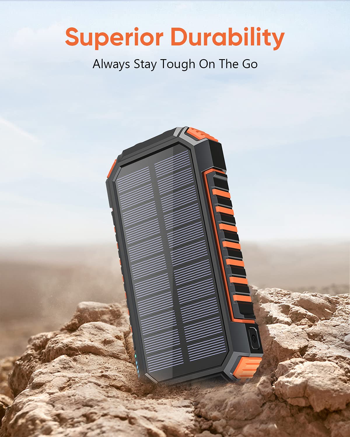 Hiluckey Wireless Solar Power Bank 26800mAh is a waterproof solar charger with USB C port and 4 outputs. It is perfect for charging smartphones, tablets, and more.