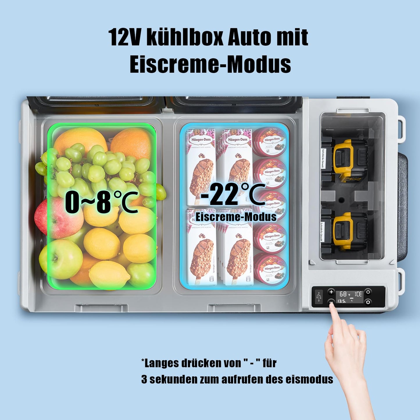 AAOBOSI Compressor Cooler Box 34L, Car Cooler 2 in 1 Dual Zone up to -20°C, Portable 12v 230v with Digital Temperature Control, App Control, Anti-Shake, for Camping, Truck, Boat, RV
