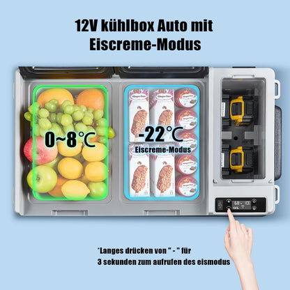 AAOBOSI Compressor Cooler Box 34L, Car Cooler 2 in 1 Dual Zone up to -20°C, Portable 12v 230v with Digital Temperature Control, App Control, Anti-Shake, for Camping, Truck, Boat, RV