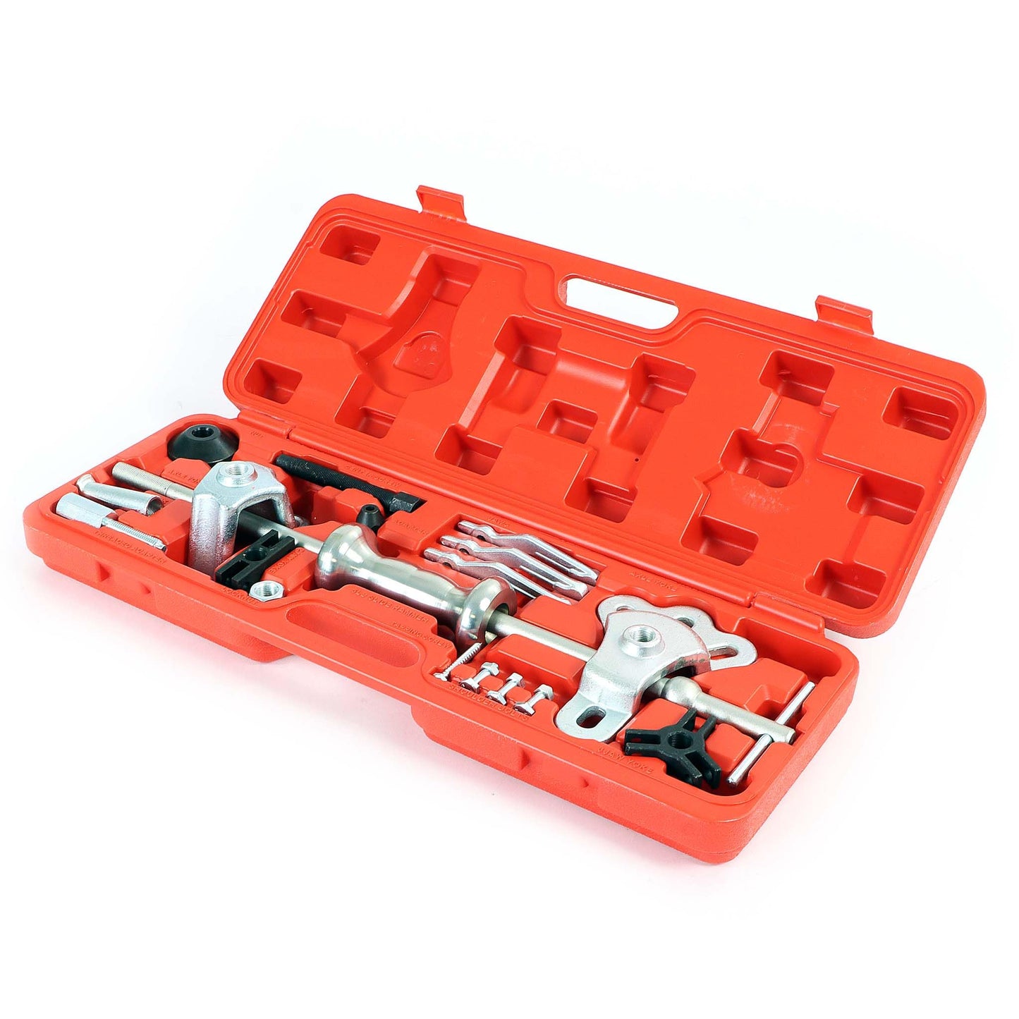 Wiltec puller set for wheel bearings and wheel hubs, for 4 and 5-hole with wheel hub, with slide hammer, as internal puller or external puller.