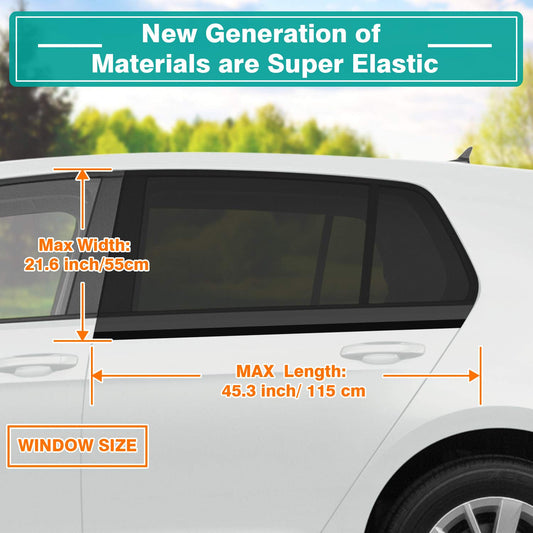 WIN.MAX Baby Car Sun Shade with Certified UV Protection, Universal Car Sun Shade Net, for Side Windows Mesh Material Protects Passengers, Children & Pets, 2 Pieces (XL), Passenger Car