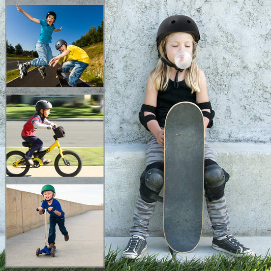 XJD Kids Bike Helmet Protective Gear Set (7 pcs) Children's Helmet with Knee, Elbow, and Wrist Guards Adjustable Protection Youth Skater Helmet for 3-13 Years Old (Red Set, M: 55-57 cm)