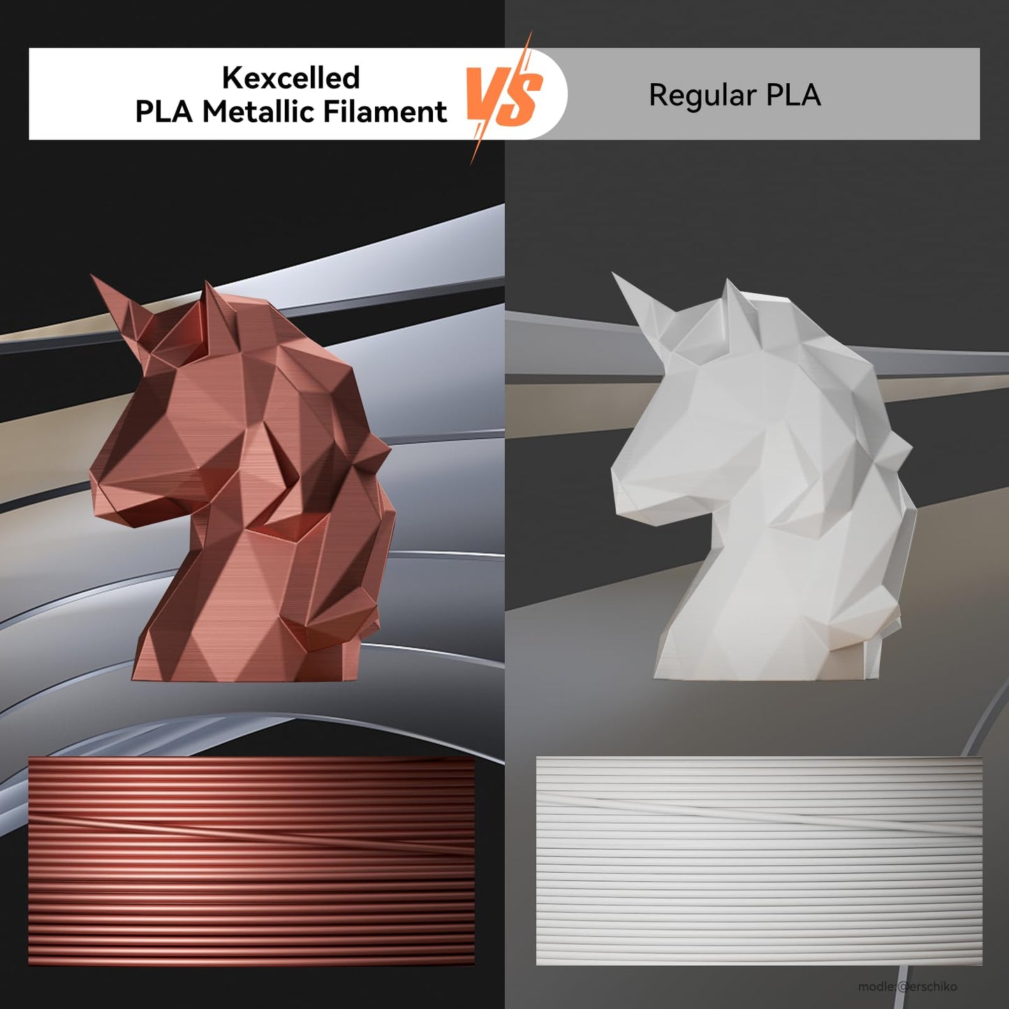 Kexcelled PLA Metallic 1.75mm, silk metal 3D printing filament PLA+/-0.03mm, metallic surface, carton roll, 1kg spool (2.2lbs), glossy, for FDM printers, blue.