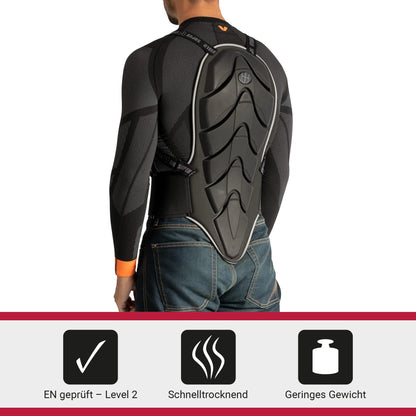 Super Shield 834 back protector for motorcycles, EN certified - Level 2, strap-on back protection, non-slip, lightweight, back protector for ski women, back protector for snowboard men, S