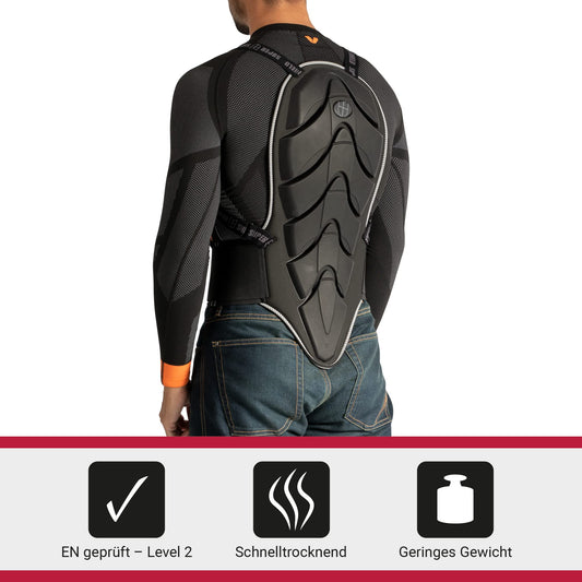 Super Shield 834 back protector for motorcycles, EN certified - Level 2, strap-on back protection, non-slip, lightweight, back protector for ski women, back protector for snowboard men, S