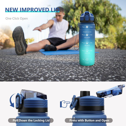 Zounich kids water bottle with leak-proof design. BPA-free, made of tritan plastic. Perfect for sports, biking, school, and even carbonated drinks. Dishwasher safe.