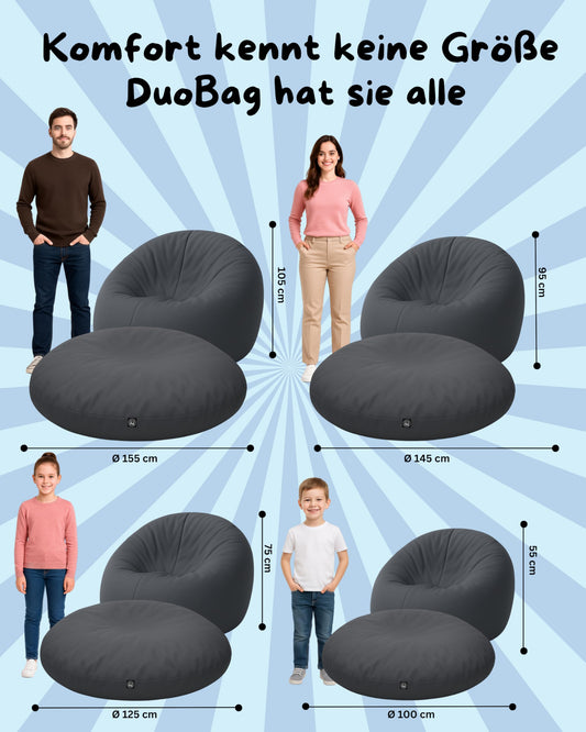 PATCH HOME 2 in 1 bean bag chair floor cushion for adults & kids - gaming with filled cushion seat beanbag (anthracite, Ø 155cm)