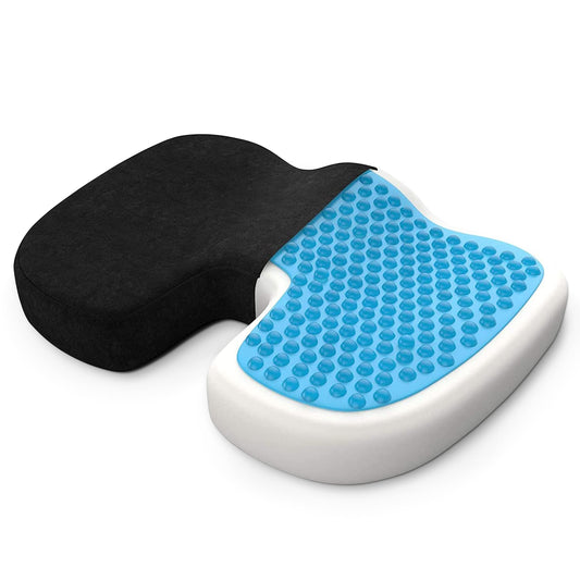 bonmedico orthopedic seat cushion - memory foam gel coccyx cushion - ergonomic seat cushion for car & office chair, wheelchair cushion - wellness black velvet (standard)