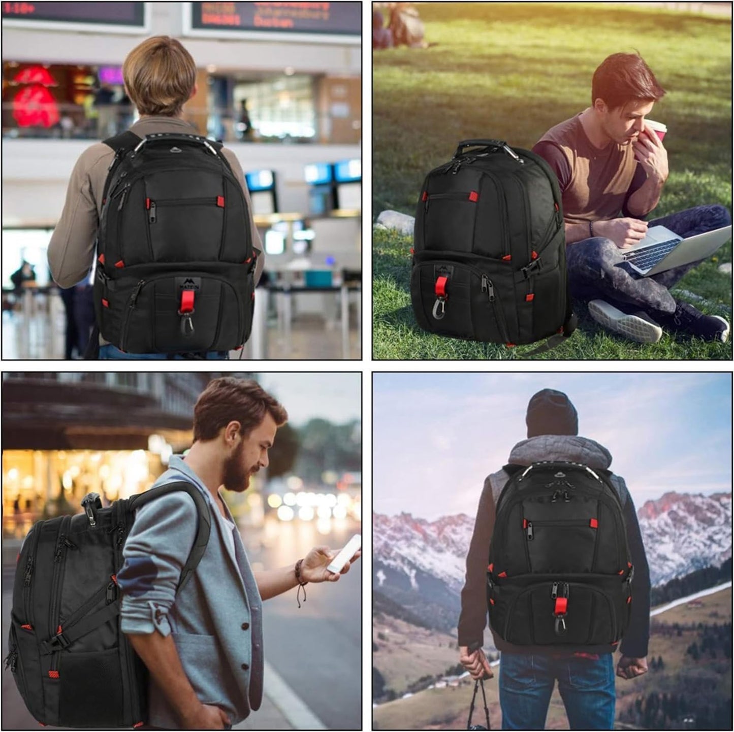 MATEIN Large Laptop Backpack Men 50L, 17.3 Inch Work Waterproof Backpack Laptop Bag Travel Backpack, School Backpack Teenage Boys Anti Theft Business Black