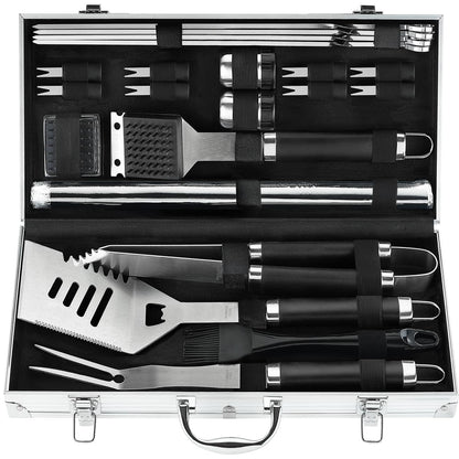 POLIGO 21PCS BBQ Accessories Kit with Grill Mat - Stainless Steel BBQ Tools in Case Gifts for Men - Ideal BBQ Set Gift for Men and Women