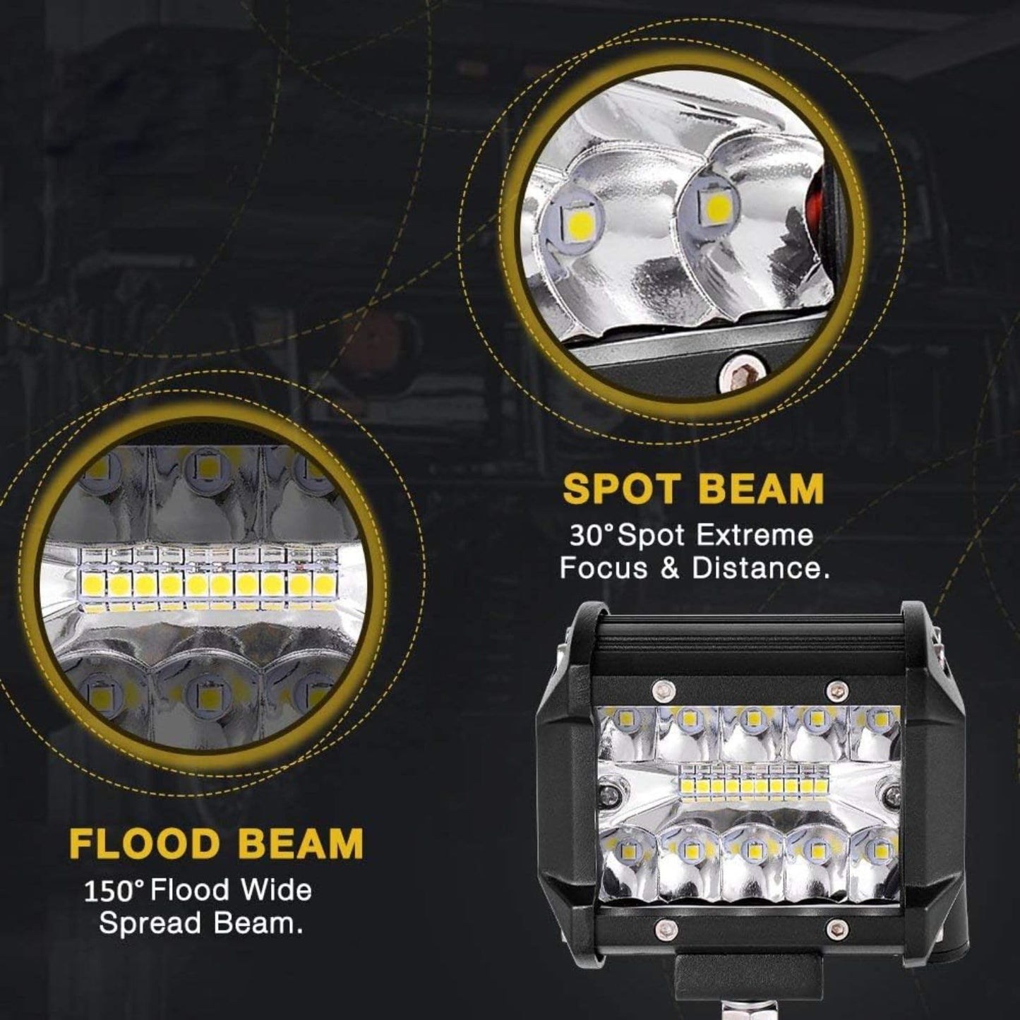 EKLAMP LED work light 12V, 60W Offroad work light, LED work light, Waterproof IP67 work light lamp, Light bulb, ATV (2 Pcs) (4 Inch)