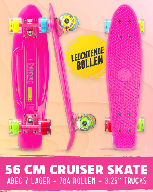 Deleven skateboard with carrying bag, LED wheels, skate tool, and ABEC 7 bearings - for kids, adults, beginners - 56 cm