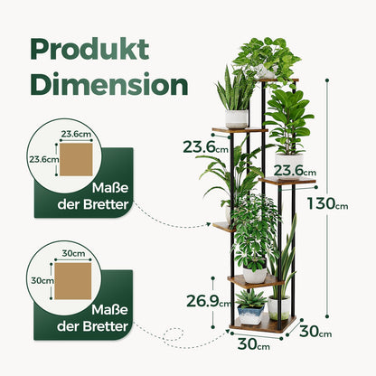 Bamworld Plant Stand Flower Stand for Outside Plant Shelf Flower Staircase Metal Outdoor Balcony Decor Bedroom Plant Pot Indoor Plants Plant Table (brown)