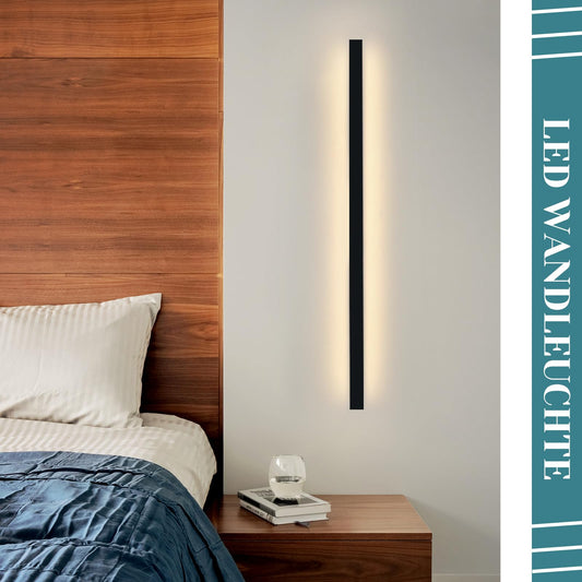 ZMH Wall Lamp LED Wall Light Indoor - Modern 100CM 34W Hallway Up Down Warm White Flush-mounted Living Room Lamp Black Bedside Lamp Wall Lighting for Staircase Living Room Children's Room Bedroom