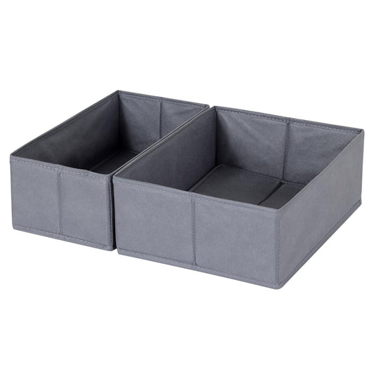 ORLISA 2-piece drawer organizer set compatible with PAX wardrobe 50x35 cm, Foldable, Sturdy, Robust storage boxes for clothing, Grey