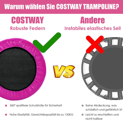 COSTWAY Φ97cm Mini Trampoline, foldable fitness trampoline, children's trampoline up to 150kg, garden trampoline indoor for kids and adults (Pink)
