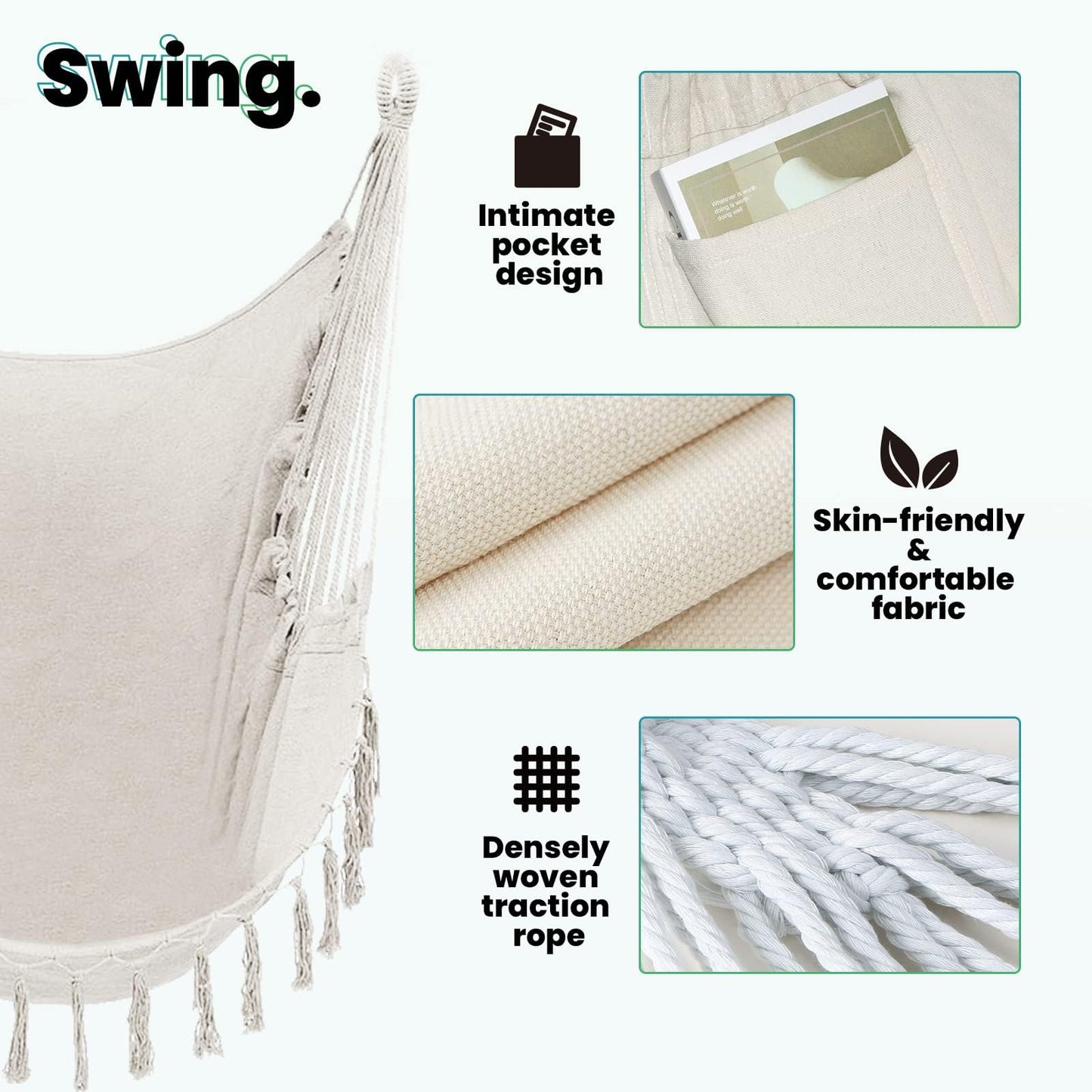 Hanging chair with stand. Maximum load 160KG. Sturdy hanging swing with stand for indoor and outdoor use. Stable, hanging chair with stand for outdoor use.