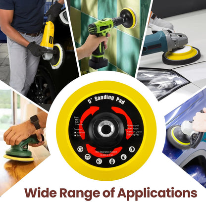 120-piece sanding disc set, 125mm hook and loop for angle grinders, grit 40/60/80/120/180/240/320/600 sanding disc pad kit, sandpaper with M14 grinding disc shaft, polishing pad adapter, buffer pads.