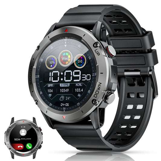 Men's smartwatch with phone function 1.39" DIY HD full touchscreen watch fitness tracker 30+ sport modes activity tracker IP68 waterproof wristwatch with sleep monitor pedometer message reminder