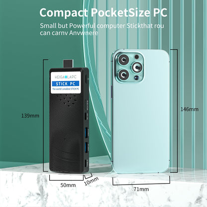 HEIGAOLAPC PC Stick Win 11 Pro, Celeron J4125 8GB DDR4 RAM 128GB eMMC Fanless Mini Computer, Dual WiFi 5.0/BT5.2/4K 60Hz/USB PD3.0 Business Office Industrial IOT Media Home Micro PC