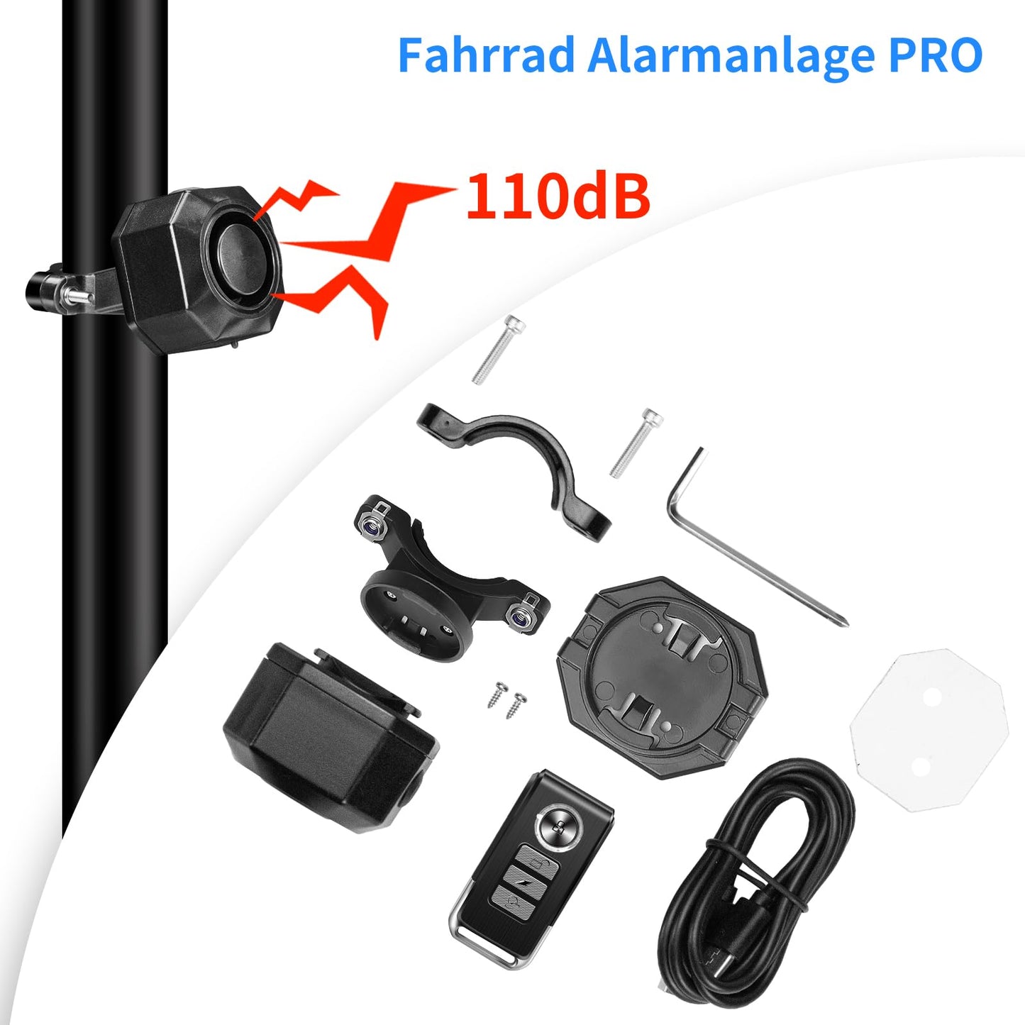 Bicycle alarm system with remote control Wireless - USB-C Waterproof Motorcycle bike tracker Theft protection Anti-theft vibration Scooter scooter alarm Bike alarm