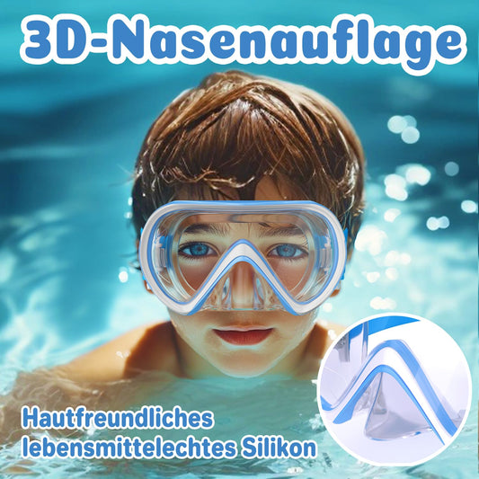 COOLOO Kids Diving Goggles with fabric strap, Swim Goggles for Boys Girls Teens, 【Patent】 Snorkel Mask 180°Panoramic HD Anti Fog Anti Leak Diving Mask for 4-16 years