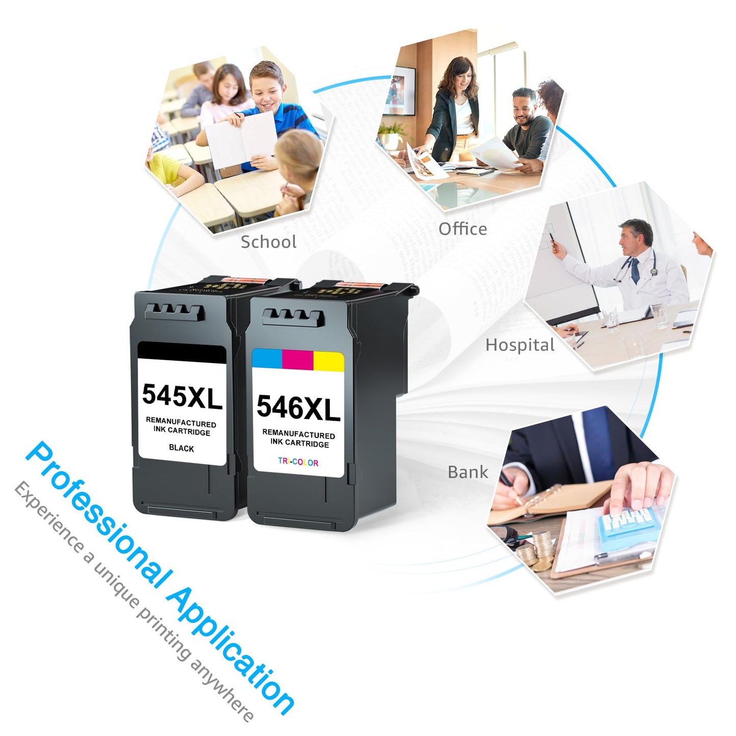 7Magic PG-545XL CL-546XL Replacement for Canon Printer Cartridges 545 546 XL Multipack Compatible for Canon Pixma TS3450 TS3451 TS3350 TS3351 TS3150 TR4550 TR4650 MG3050 MX495 MG2550s (Black, Color)