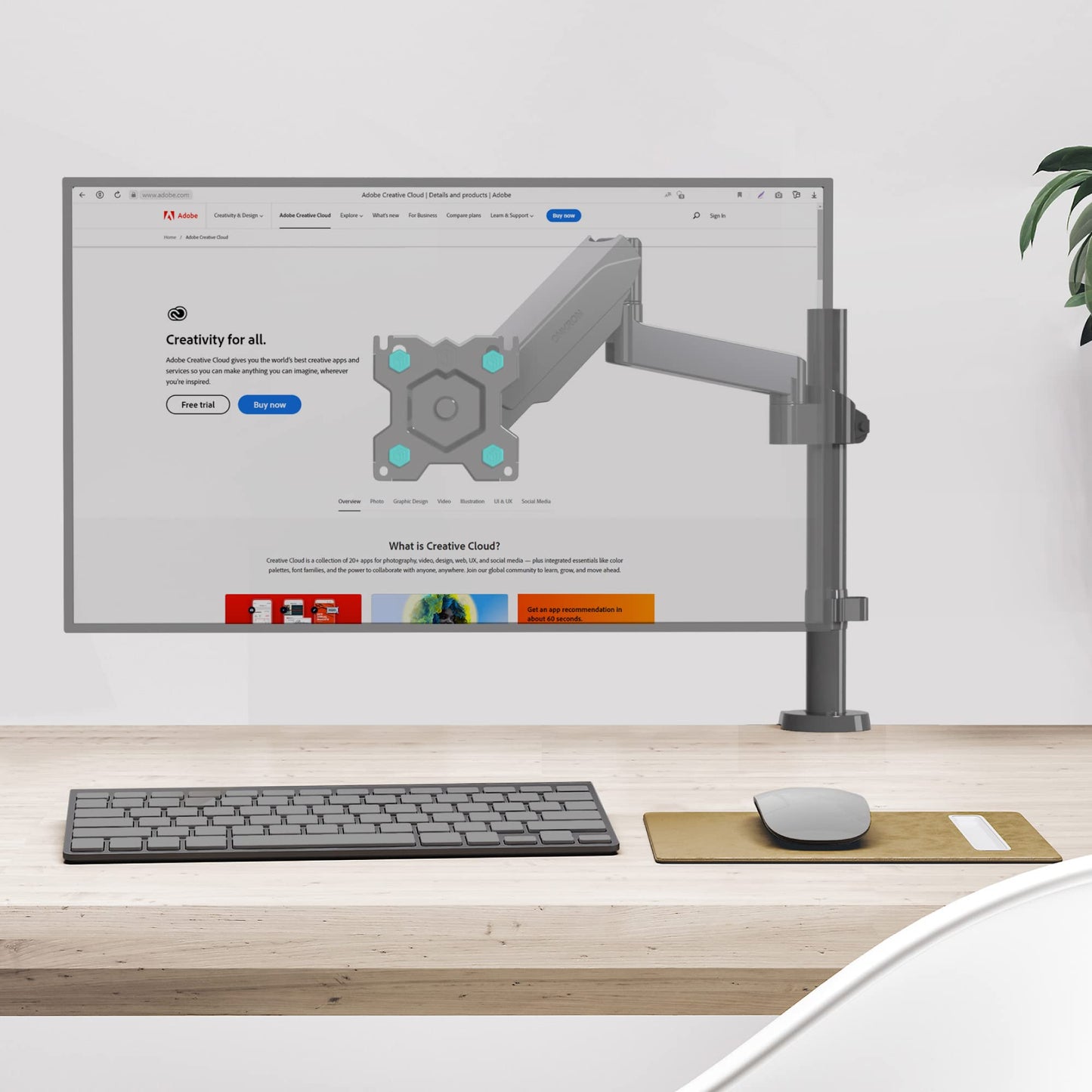 ONKRON PC monitor stand vertical for 13-34 inch screen up to 8 kg, monitor desk mount VESA 75x75 & 100x100 - screen mount 1 monitor swivel arm tilt rotation Black G70-B