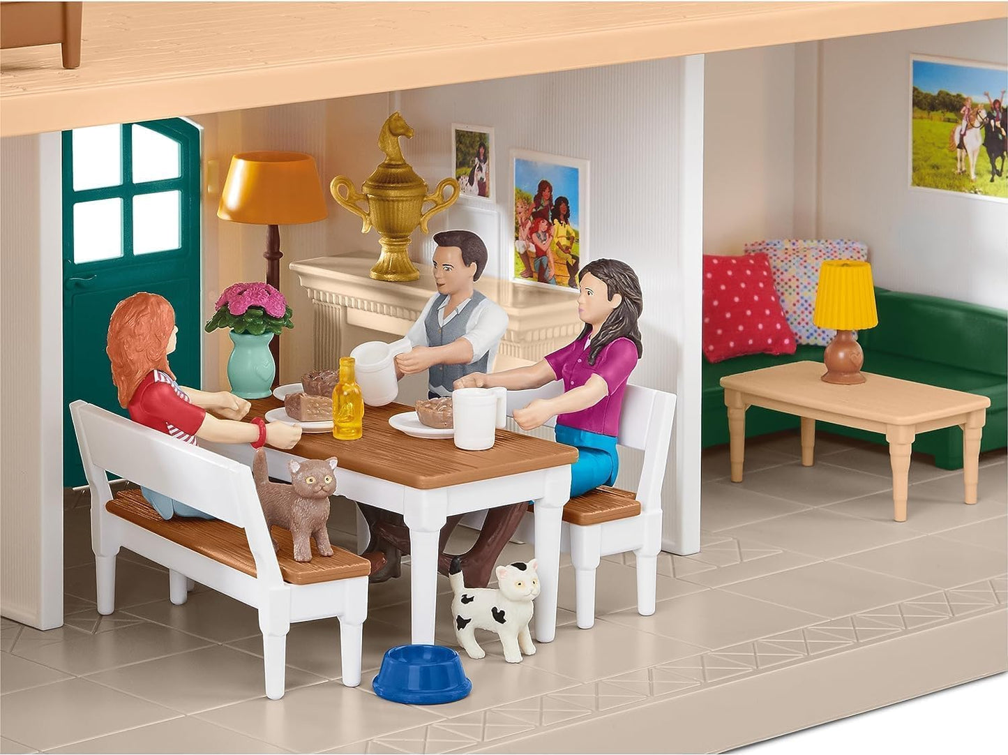 SCHLEICH Horse Club | Lakeside Equestrian Center 42551 | Set includes house with horse stable, 2 horses, Hannah, her parents & accessories | great gift for kids | horse toy for ages 5+ | 192 pieces