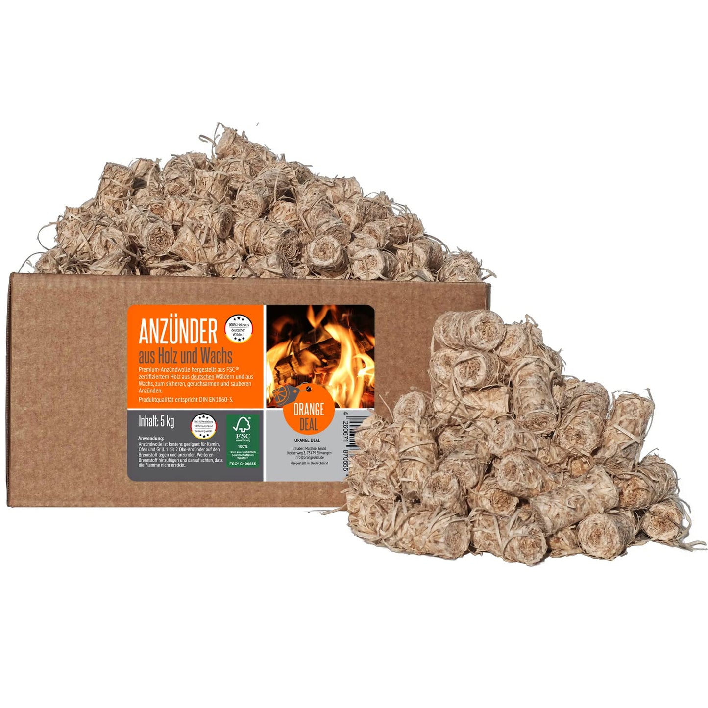 Lighter wood wool 5kg (approx. 400 pieces), fireplace starter, grill starter, firelighters, stove starter, fire starter, wood wool starter, grill starter, wood starter, fireplace starter, also available in 2kg and 10kg.
