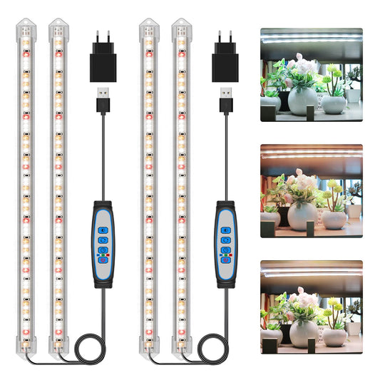 Kullsinss Plant Lamp, Red & White Plant Lamp LED Full Spectrum, Grow Light with 120 LEDs, Plant Light with Auto ON/Off Timer 6/12/16H, 5 Brightness Levels, 3 Light Modes (2 Pieces)