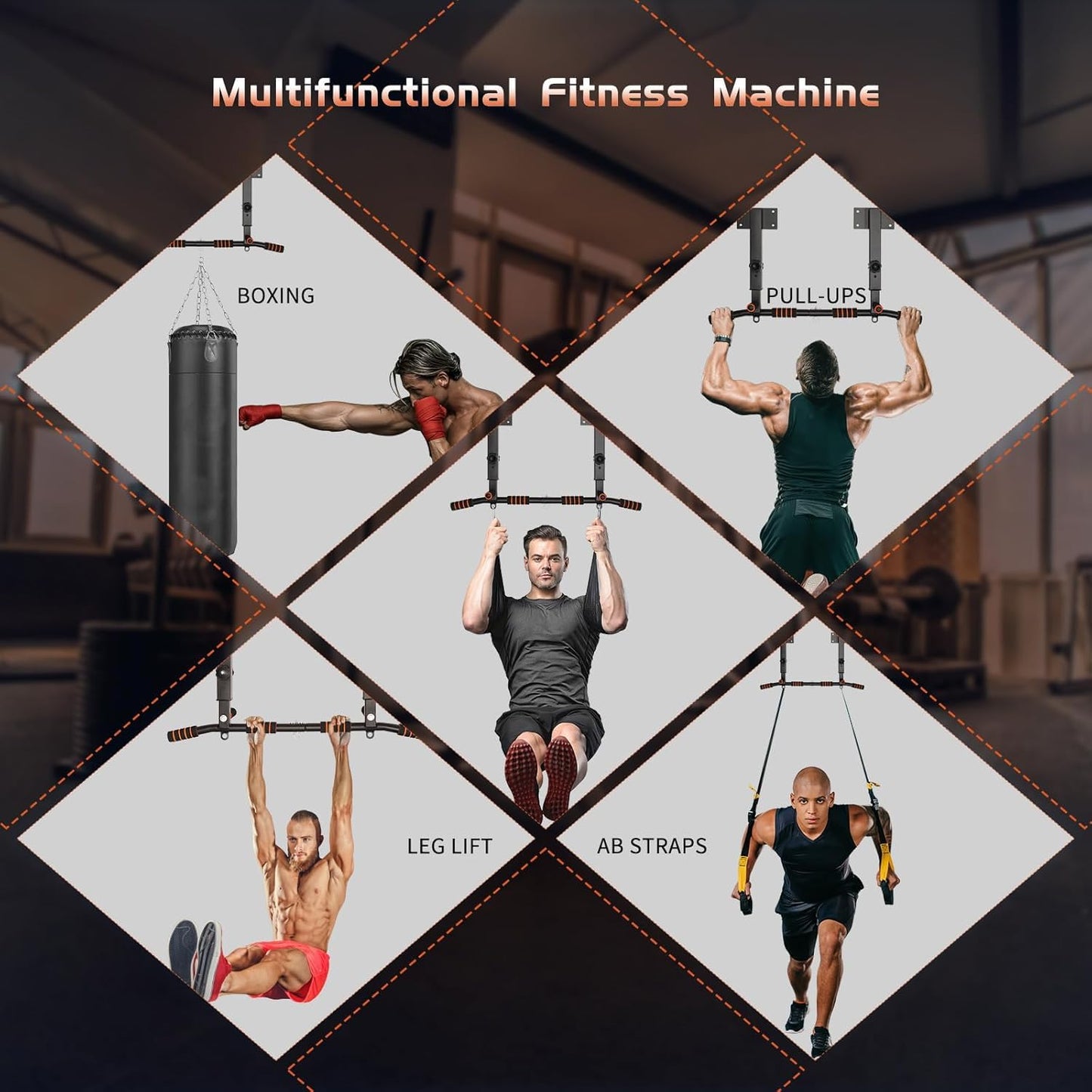 QZWGZ Bar Mount is a heavy-duty, height-adjustable pull-up bar that can support up to 200 kg. It features non-slip grips and is ideal for strength training at home or in the gym.