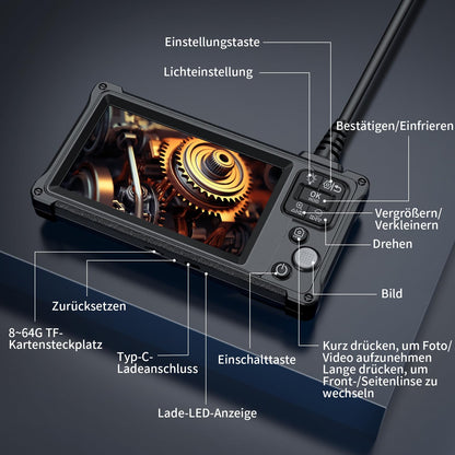 Endoscope camera with light, Ennovor 1920P HD dual lens endoscope camera, 5.0 inch IPS endoscope camera for mobile phone, IP67 waterproof 8mm endoscope camera with 8+1 adjustable LED lights-5m