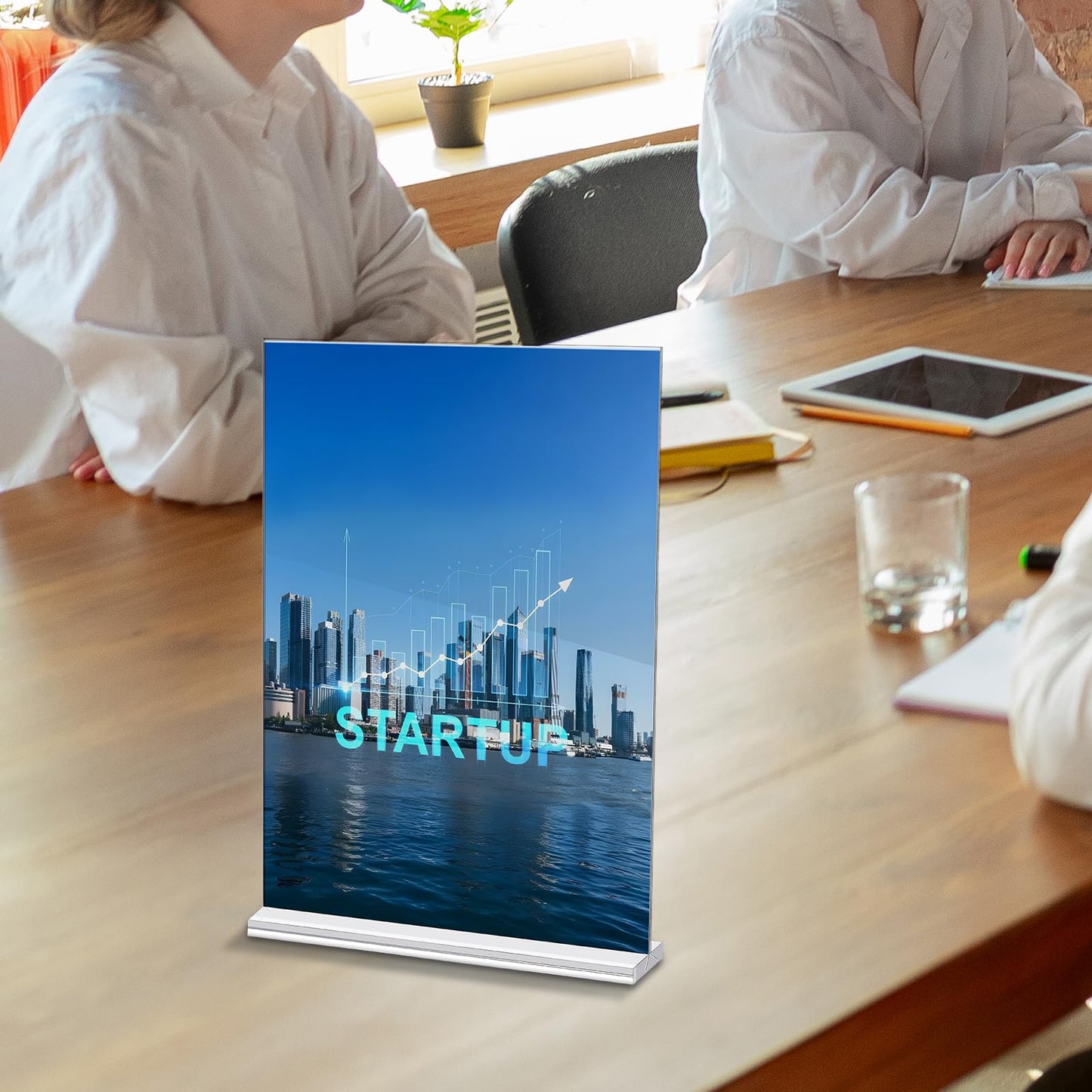 Yoosso 6 Pack Tabletop Sign Holder A4, Acrylic T-Stand Price Tag Display Stand Holder Good Stability for Advertising Menu Card Restaurants Cafes (30 x 21cm)