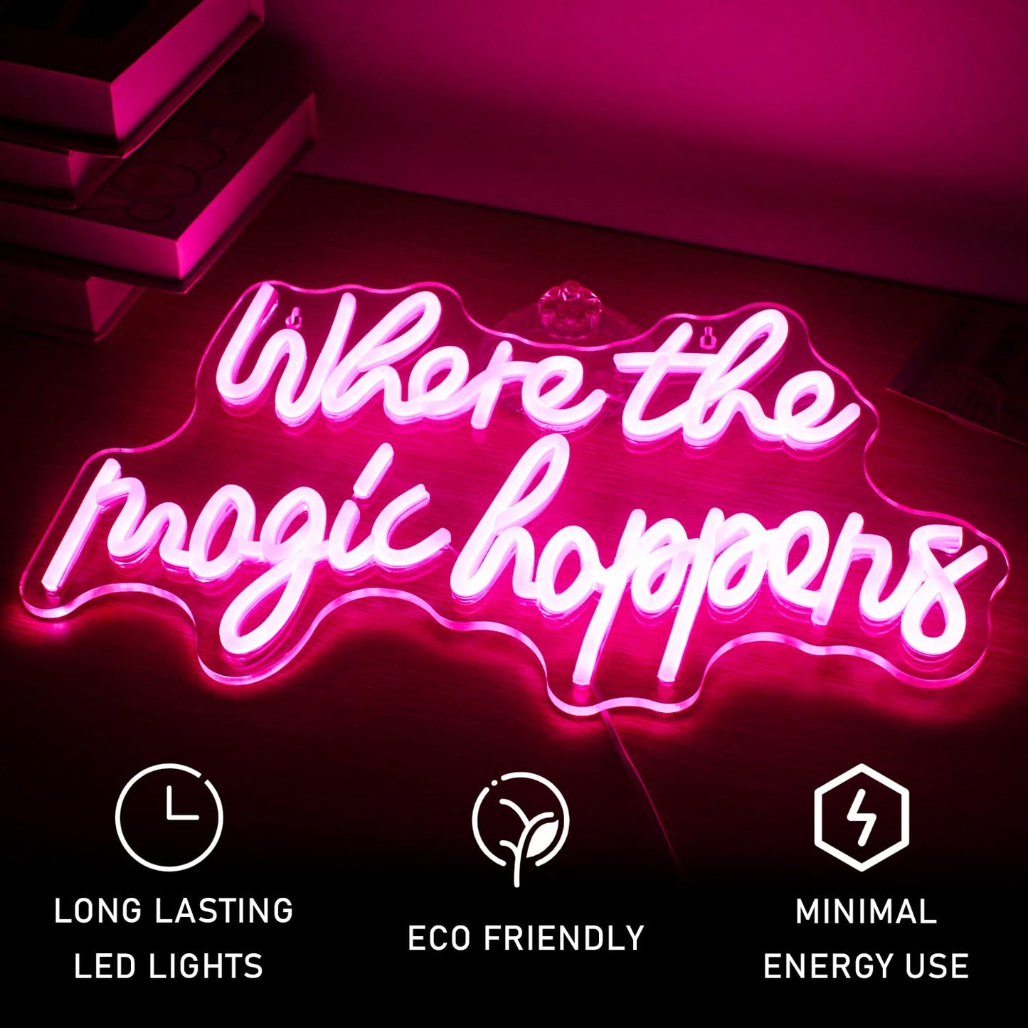 Where the Magic Happens LED Pink Neon Light Signboard for Wall, Acrylic Neon Sign for Bedroom, Wedding, Birthday, Party Decoration Sign.