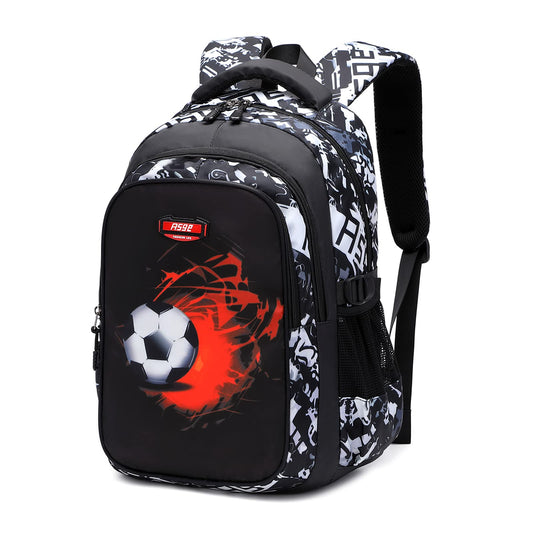 Asge School Backpack for Boys Teenager School Bag for Girls 3-5 Grade Ergonomic Kids Football Print Backpacks for 8-10-15 Year Olds School Bags for Boys Waterproof for School Bags School