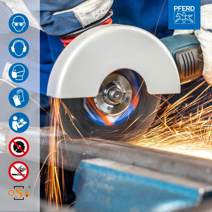 Horse cutting discs in handy metal tin, 10 pieces, 125 x 1.0 x 22.23 mm, straight, PSF STEELOX (22.23 mm), 69121091- for steel and stainless steel (INOX) with high cutting performance and good service life.