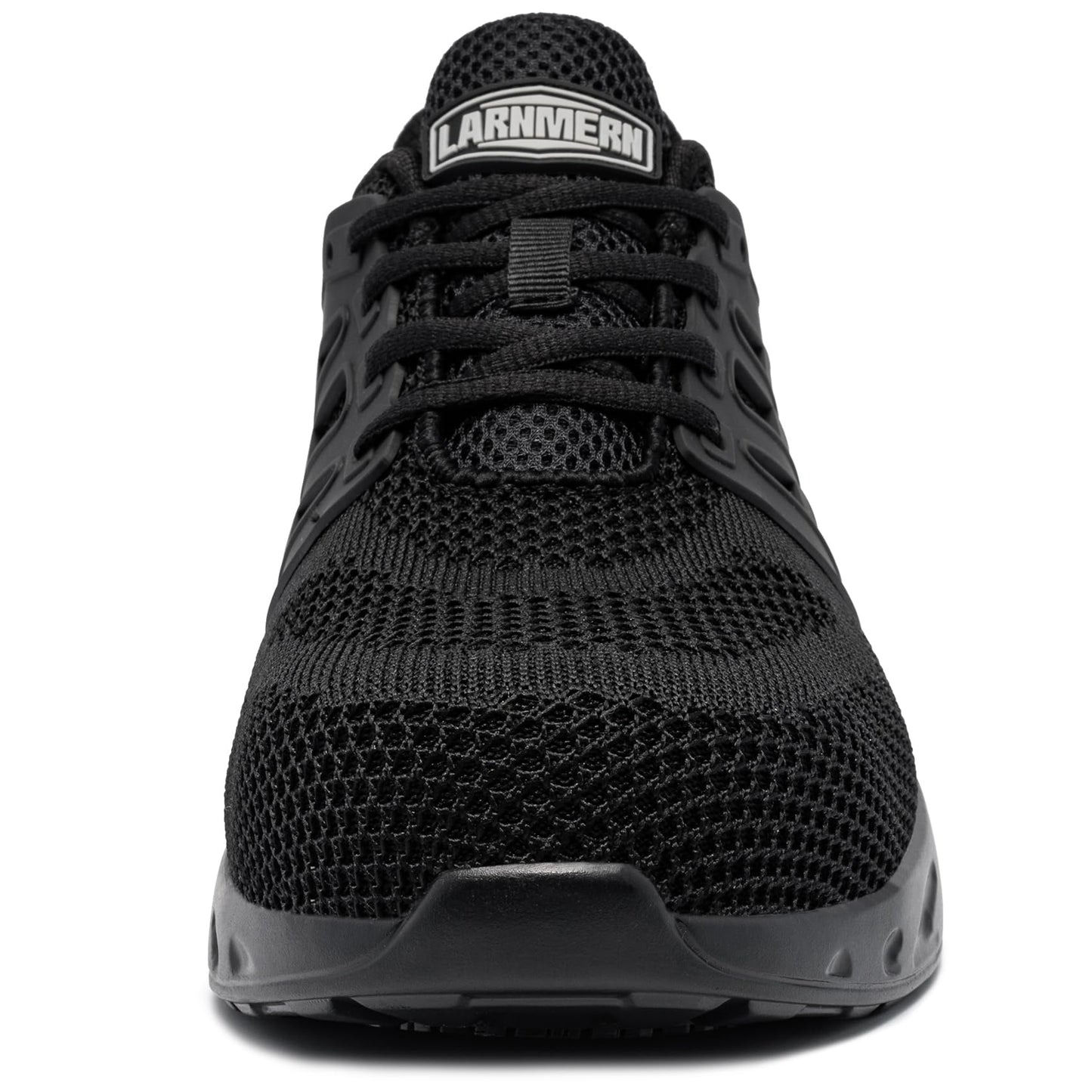 LARNMERN Work Shoes Men Women Safety Shoes S1 Steel Toe Shoes Slip Resistant SRC Lightweight Sporty Air Cushion Breathable Cushioning (42.5EU, Black L213057)