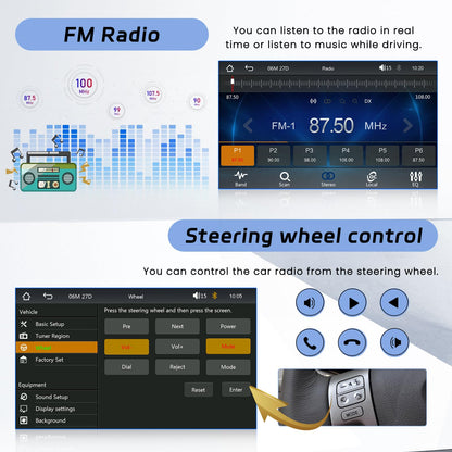 Hikity 1-Din car stereo, CarPlay Android Auto Wireless, 5" touchscreen radio, Bluetooth with reverse camera, FM radio, EQ, SWC, USB Type-C, Mirror Link.