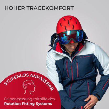 Black Crevice Arlberg ski helmet with 2 visors, carbon black/gray, M/L.