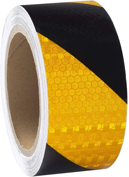 XFXIA Reflective Tape Yellow & Black 20m x 5cm Waterproof Reflective Self-Adhesive Warning Tape Safety Tape-Conspicuous Warning Tape for vehicles, cars, trailers, outdoors